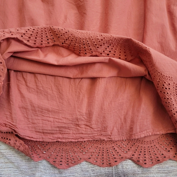 Off the Shoulder Cotton Dress with Eyelet Detail - Picture 4 of 7